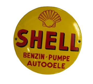 Emailschild Shell Benzin-Pumpe Autooele