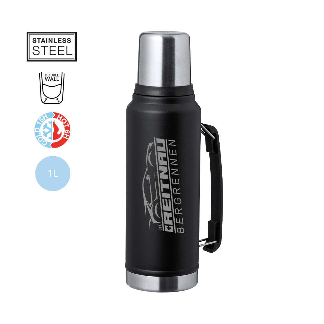 Bergrennen Reitnau Thermosflasche 1L mit Henkel und Becher