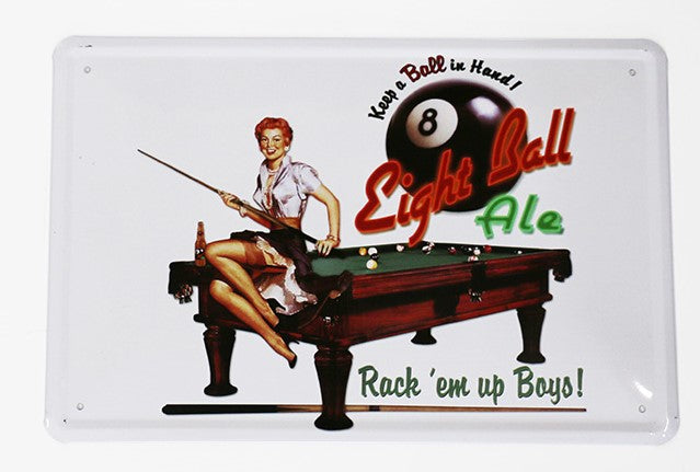 Eight Ball, Blechschild, 30x20cm