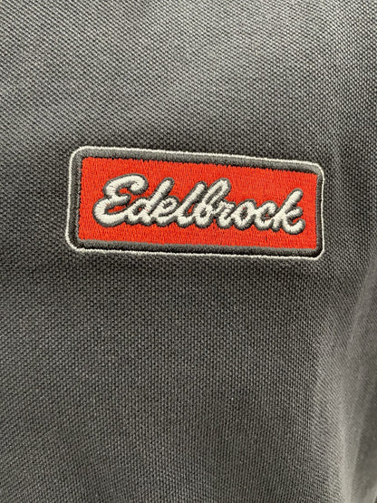 Premium Polo Shirt grau mit Stickerei Edelbrock