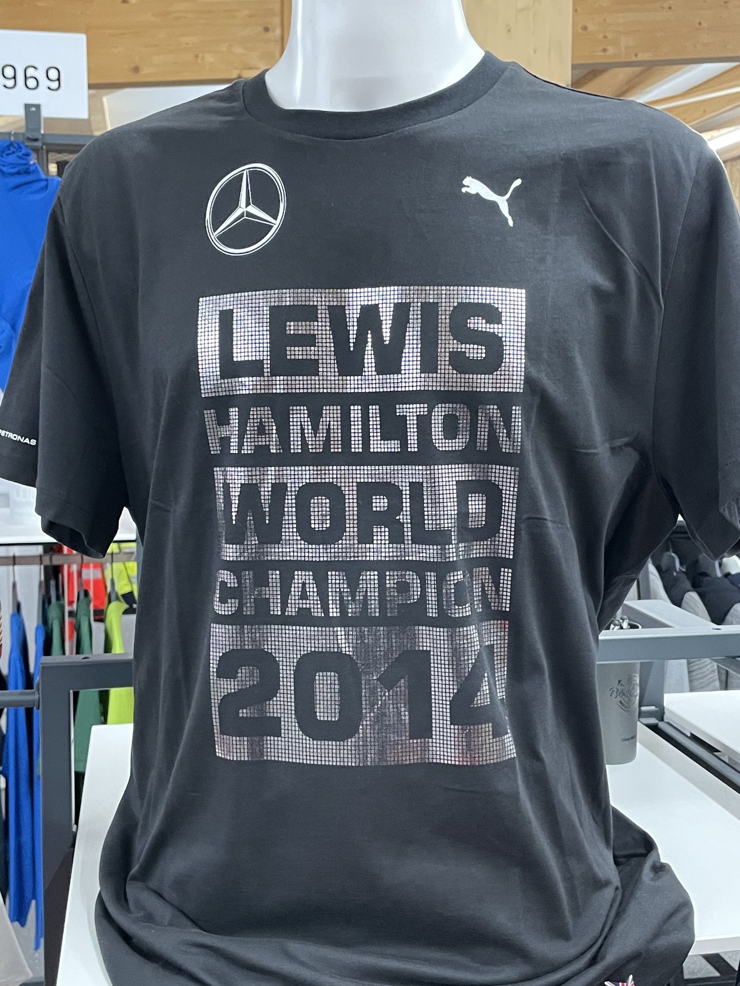 Premium Fan T-Shirt in schwarz mit Aufdruck F1 Lewis Hamilton World Champion 2014