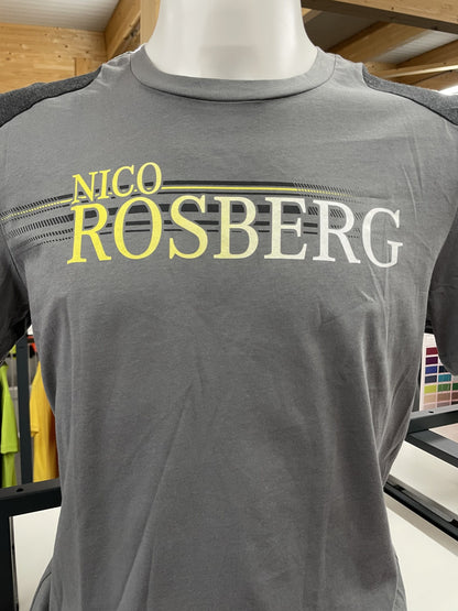 Premium T-Shirt grau abgesetzt mit Front Print: NICO ROSBERG