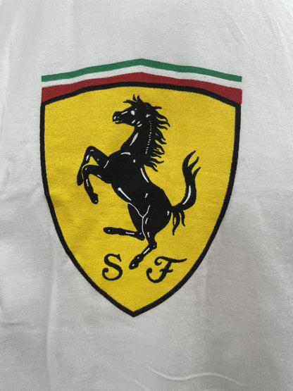 Original Premium Kinder T-Shirt weiss mit gedrucktem Logo Ferrari