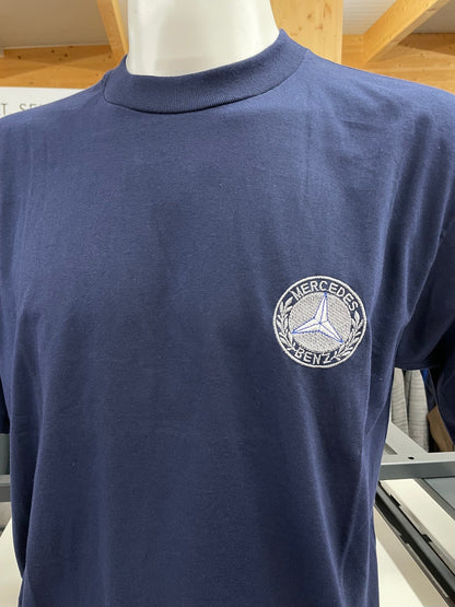 Premium T-Shirt dunkelblau mit Mercedes Benz Stern gestickt
