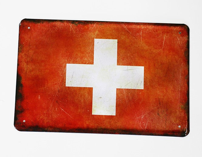 Schweiz Wappen Fahne, Blechschild, 30x20cm