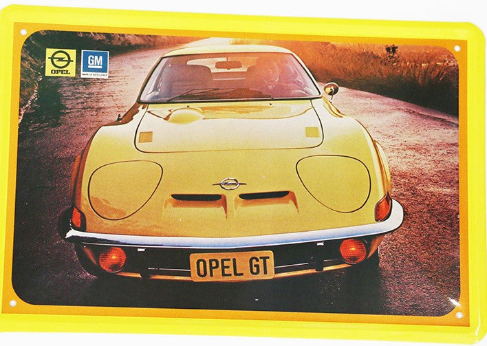 Opel GT gelb, Blechschild, 30x20cm